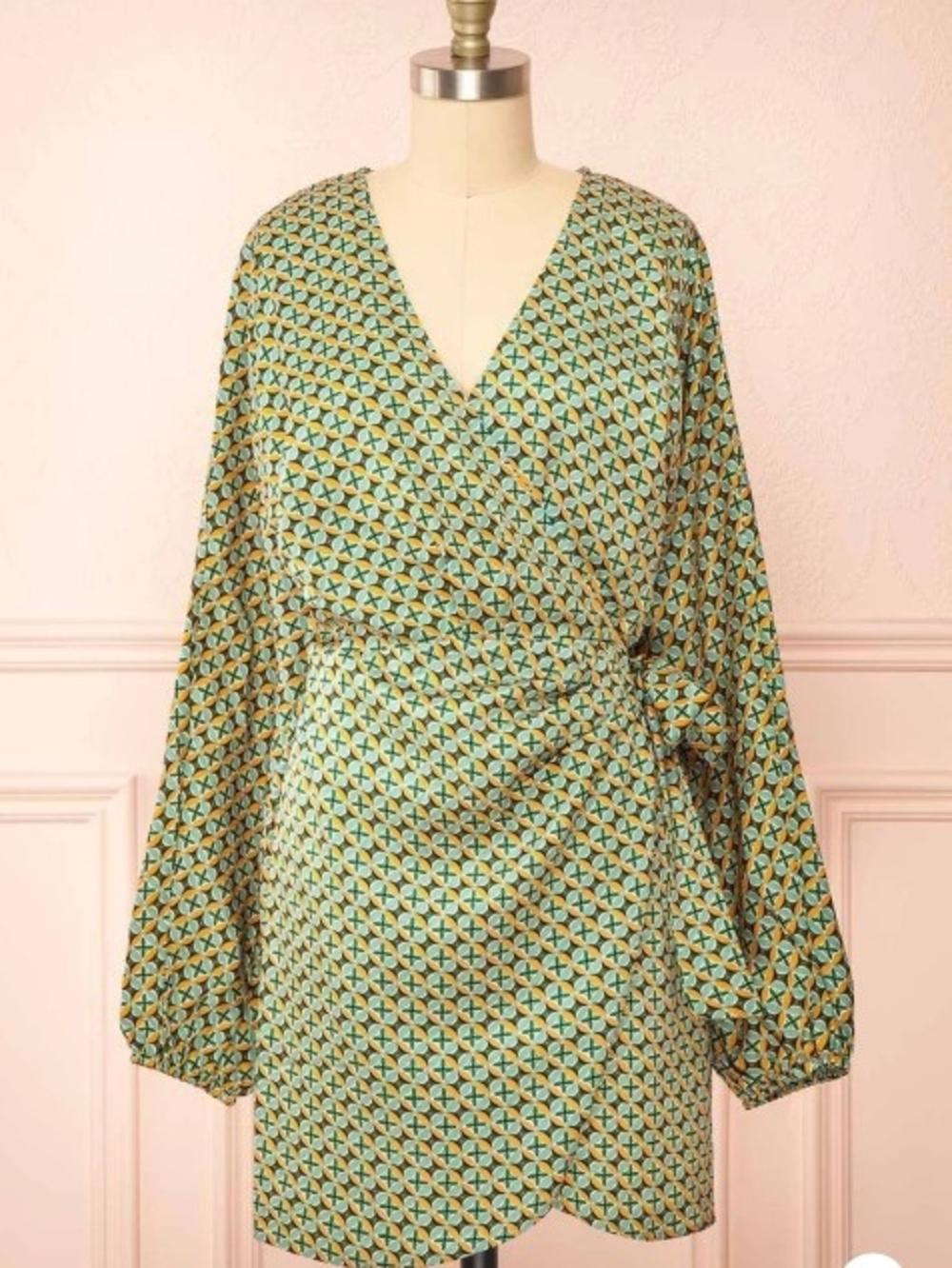 MINKPINK Mini Dress in Green Geometric Print